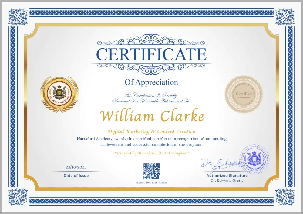 Hartsford Certificate ID #0012