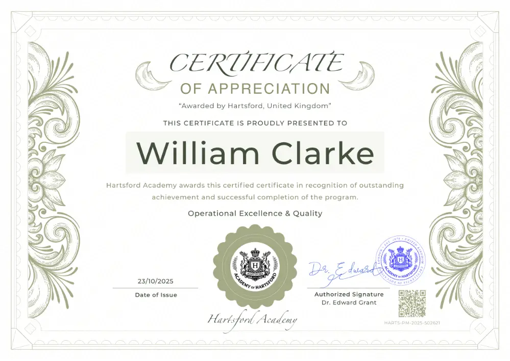 Hartsford Certificate ID #007
