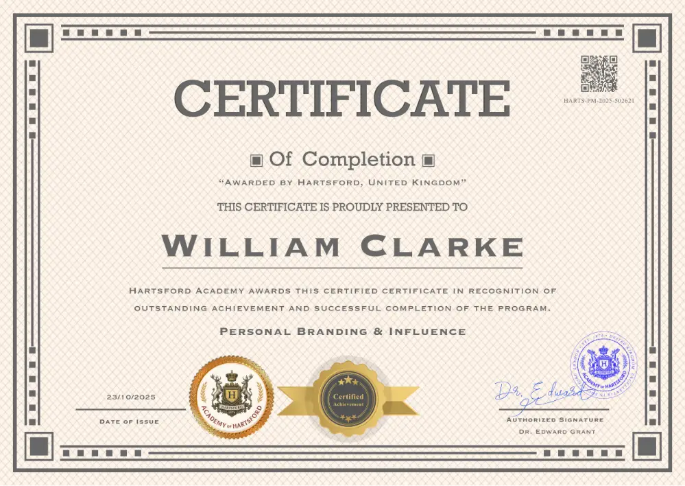 Hartsford Certificate ID #009