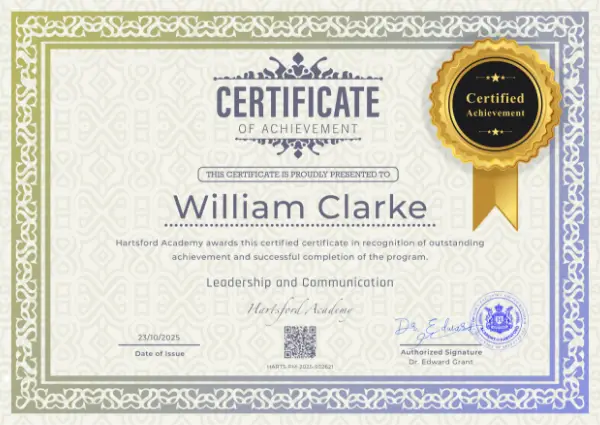 Hartsford certificate