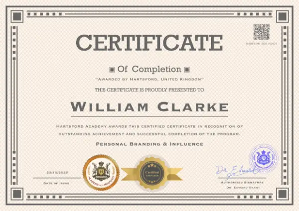 Hartsford certificate