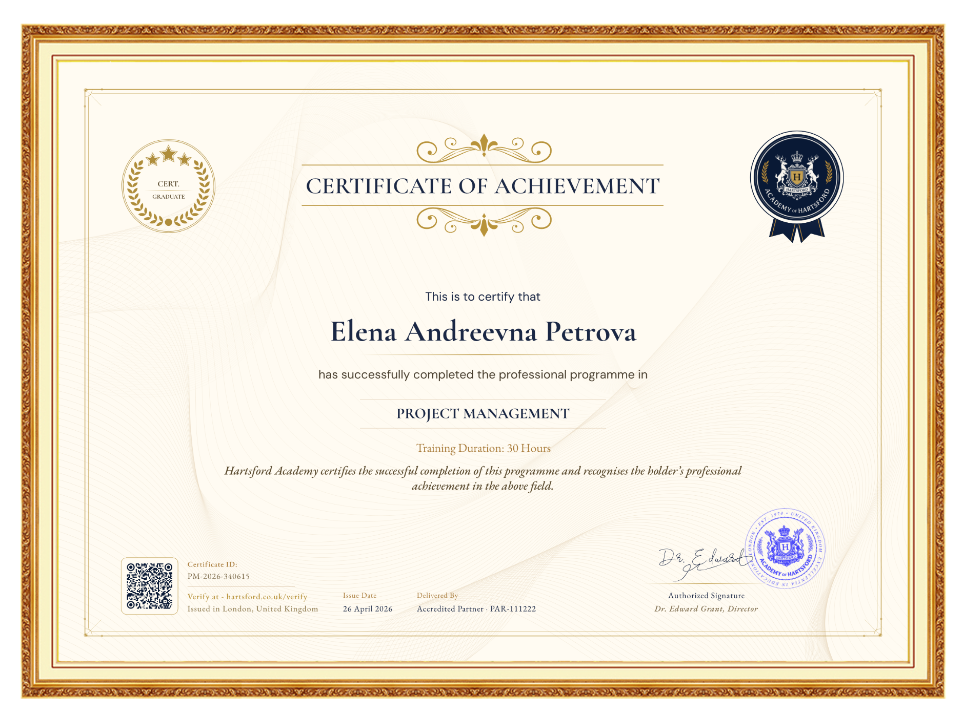 Hartsford Certificate