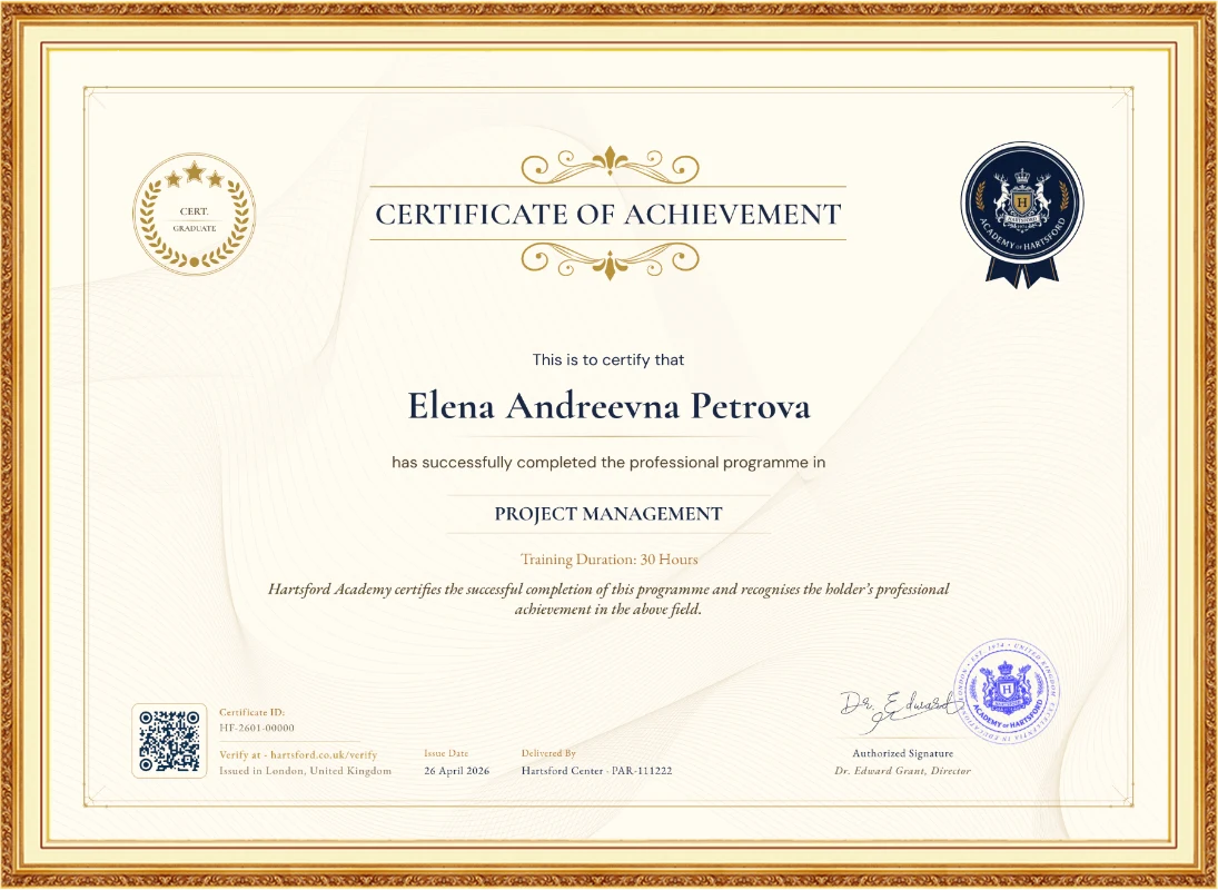 Hartsford Official Certificate