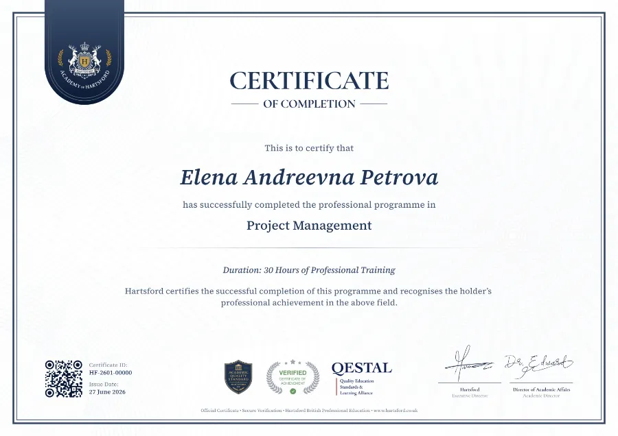 Hartsford Official Certificate