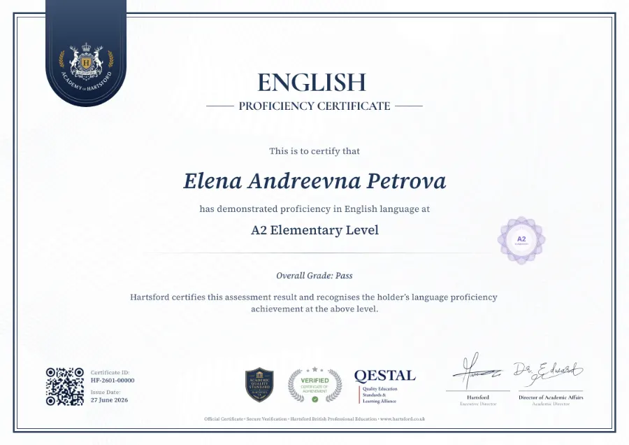 Hartsford CEFR English Level Placement Assessment – A1 to C2