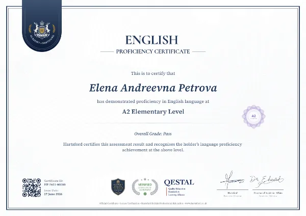 Hartsford English Language Certificate